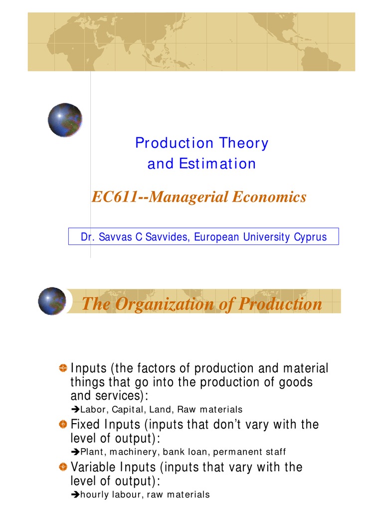 Production Theory and Estimation Overview | PDF | Production Function ...