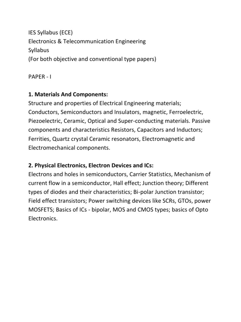 IES ECE Syllabus Overview | PDF | Microwave | Electronics