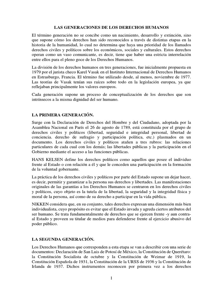 Las Generaciones de Los Derechos Humanos | Descargar gratis PDF ...