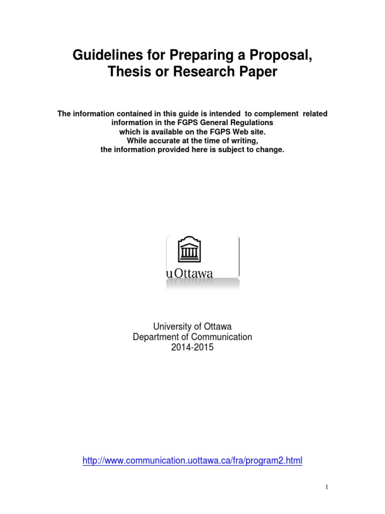 Guidelines For Preparing A Proposal, Thesis or Research Paper | PDF ...