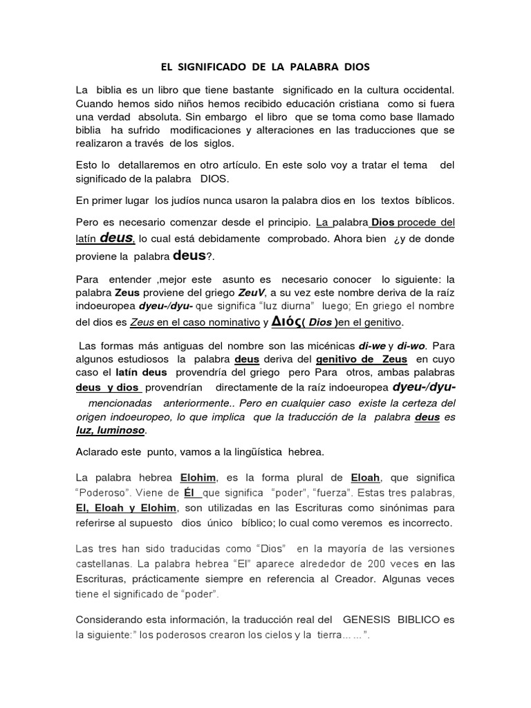 El Significado de La Palabra Dios | PDF | Gabriel | Tetragrammaton