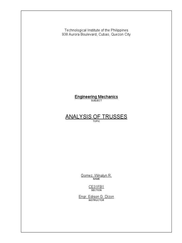 Truss Analysis Methods in Engineering | PDF | Engineering | Truss