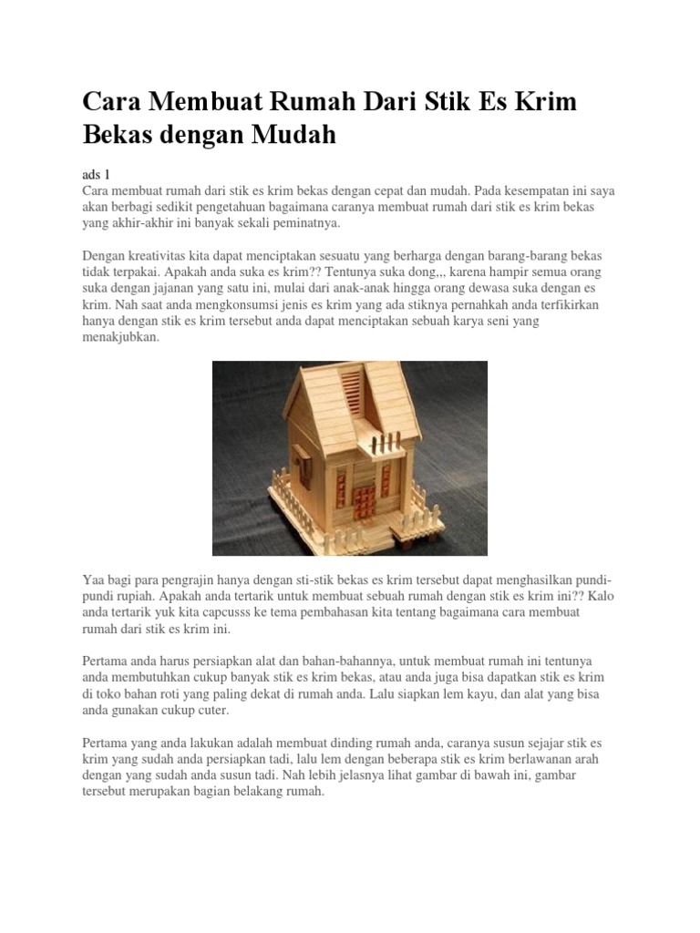 Cara Membuat Rumah Dari Stik Es Krim Bekas Dengan Mudah Pdf
