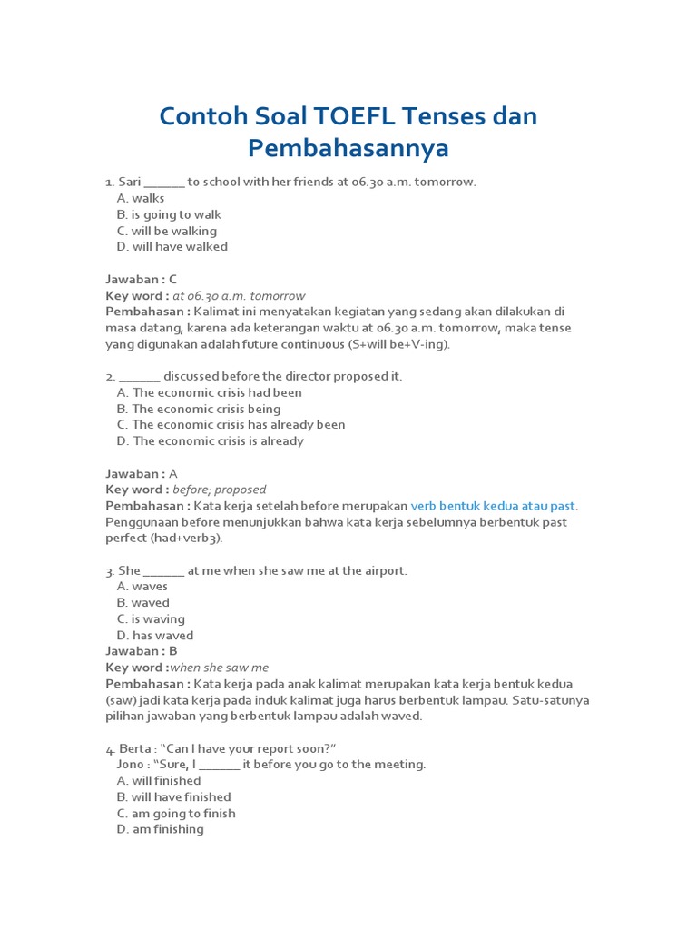Contoh Soal Toefl