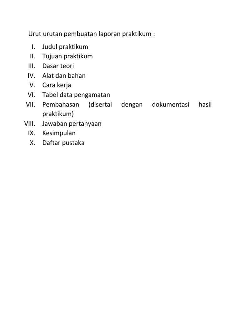 Urut Urutan Pembuatan Laporan Praktikum | PDF