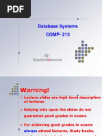 Database Systems COMP-213: By: Shahid M Hmood