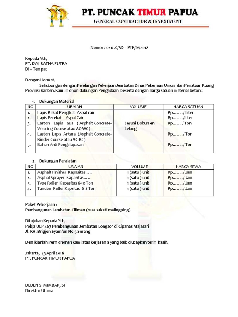 Surat Makluman Struktur Bangunan