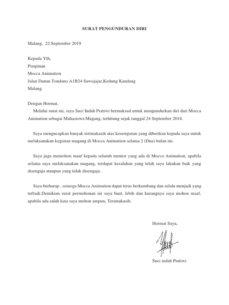 Surat Pengunduran Diri