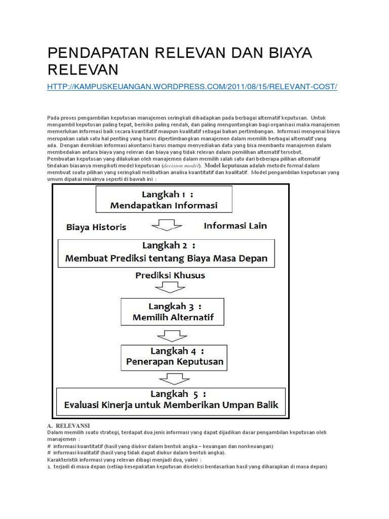 Pendapatan Relevan Dan Biaya Relevan