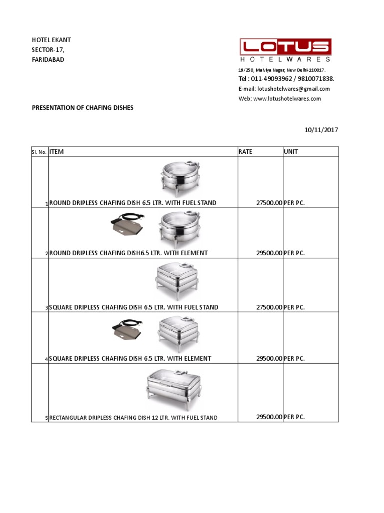 Chafing Dishes | PDF | Food Preparation Appliances | Kitchen
