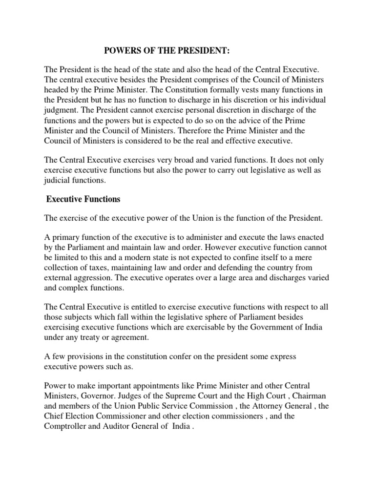 Powers of The President | PDF | Pardon | Government Of India