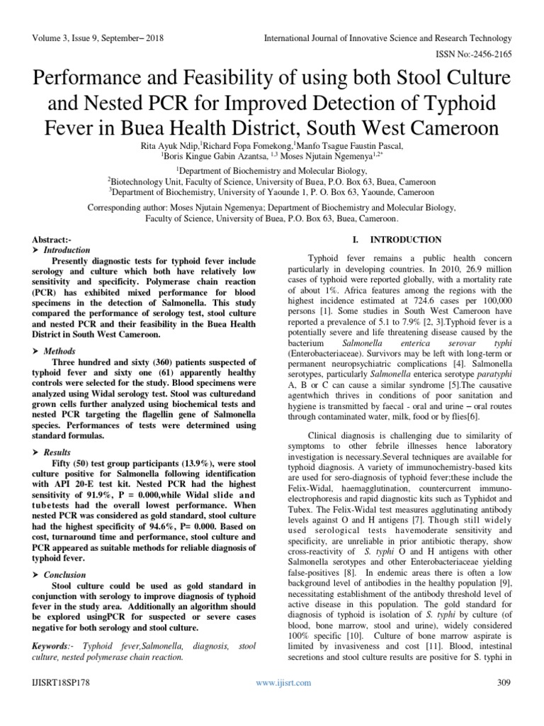 Performance and Feasibility of Using Both Stool Culture and Nested PCR