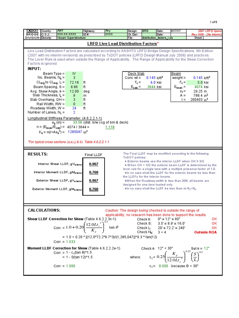 AASHTO Lever Rule and LLDF Analysis | PDF | Beam (Structure) | Applied ...
