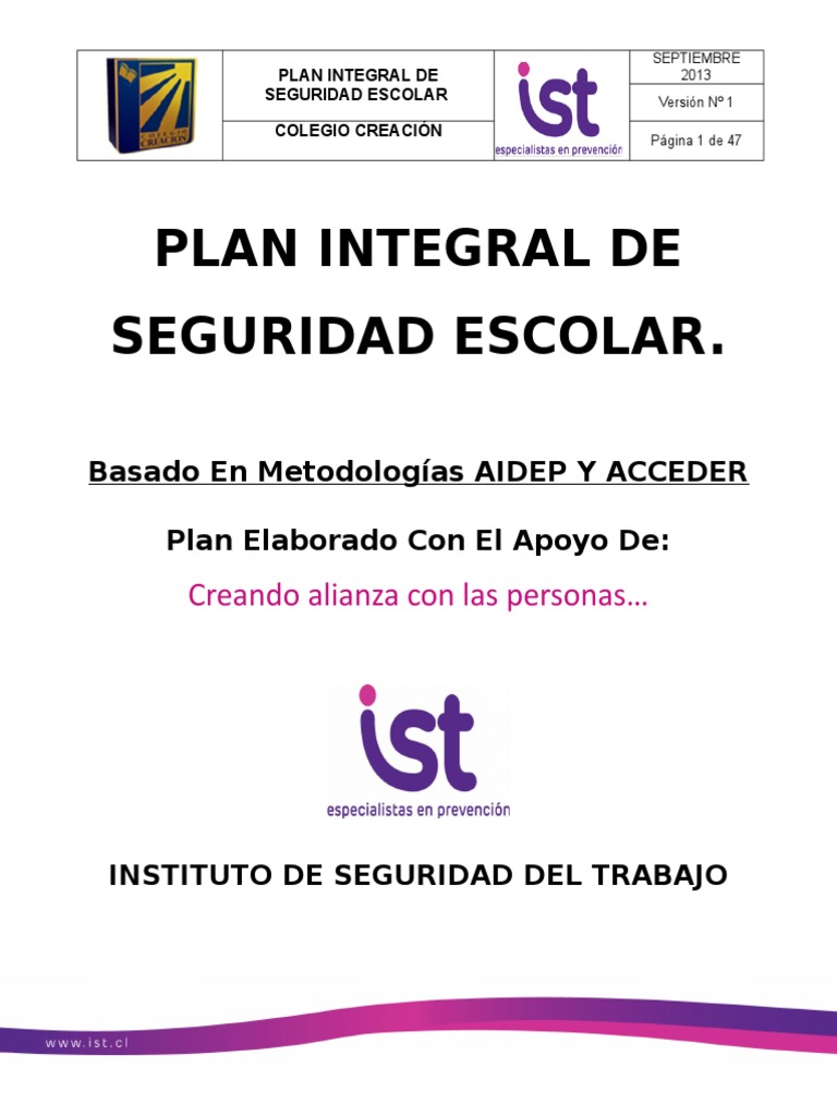 Plan Integral de Seguridad Escolar | PDF | Evacuación de emergencia ...