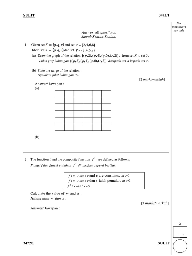 Math Exam Questions and Solutions | PDF | Quadratic Equation | Equations