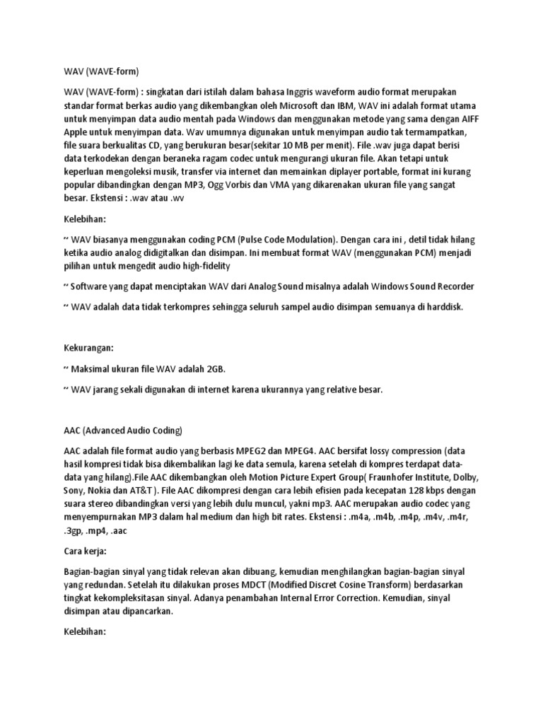 Berbagai Format Audio | PDF | Komputer