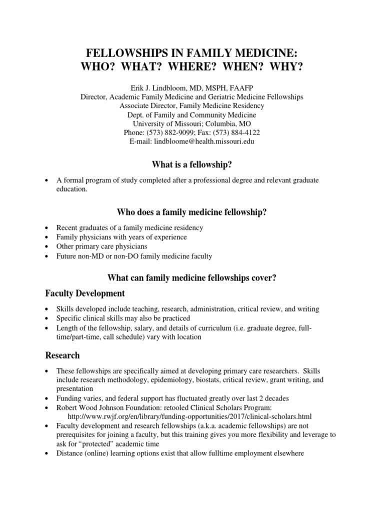 nc17 Fellowships 2 PDF | PDF | Family Medicine | Residency (Medicine)