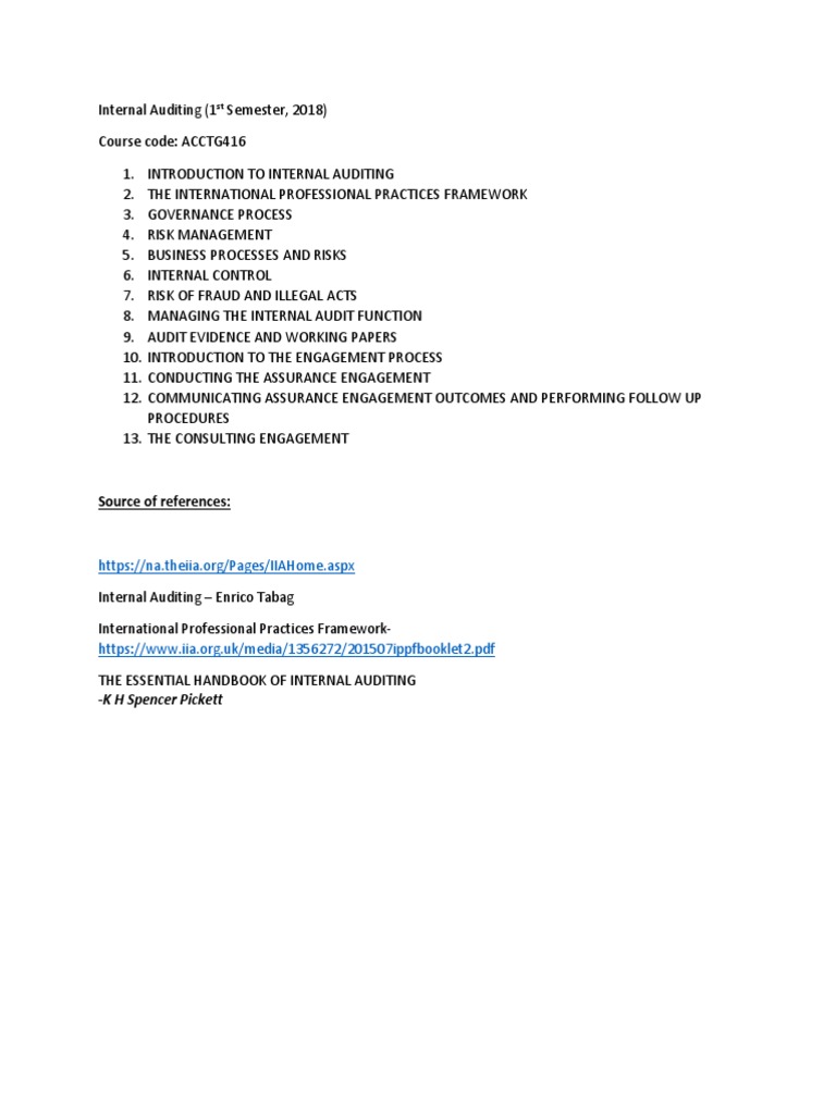 Internal Auditing Course | PDF