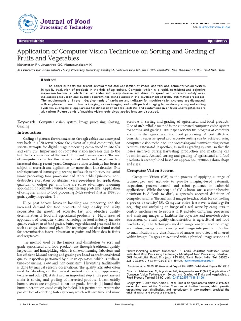 Application of Computer Vision Technique On Sorting and Grading of ...