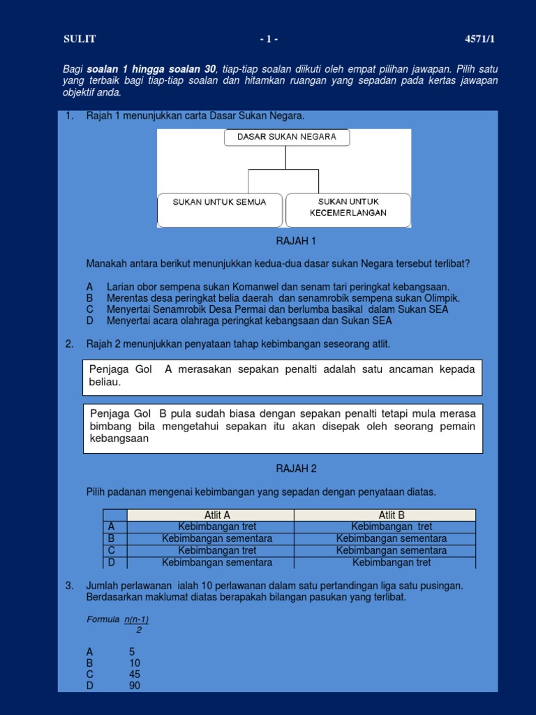 PERCUBAAN SPM KEDAH 2010 - KERTAS 1-SAINS SUKAN