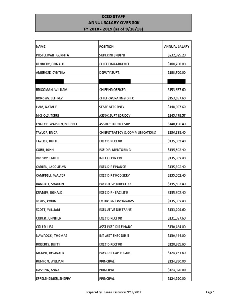 Charleston County School District Salaries 2018-19 | Human Resource