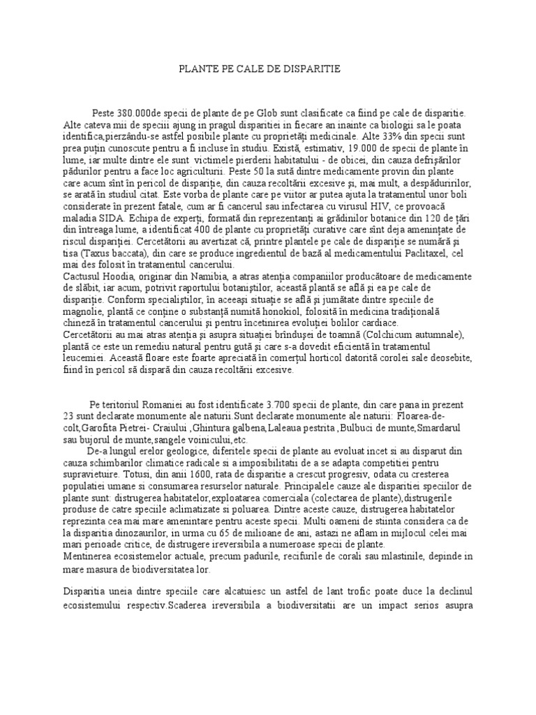 Plante Pe Cale De Disparitie