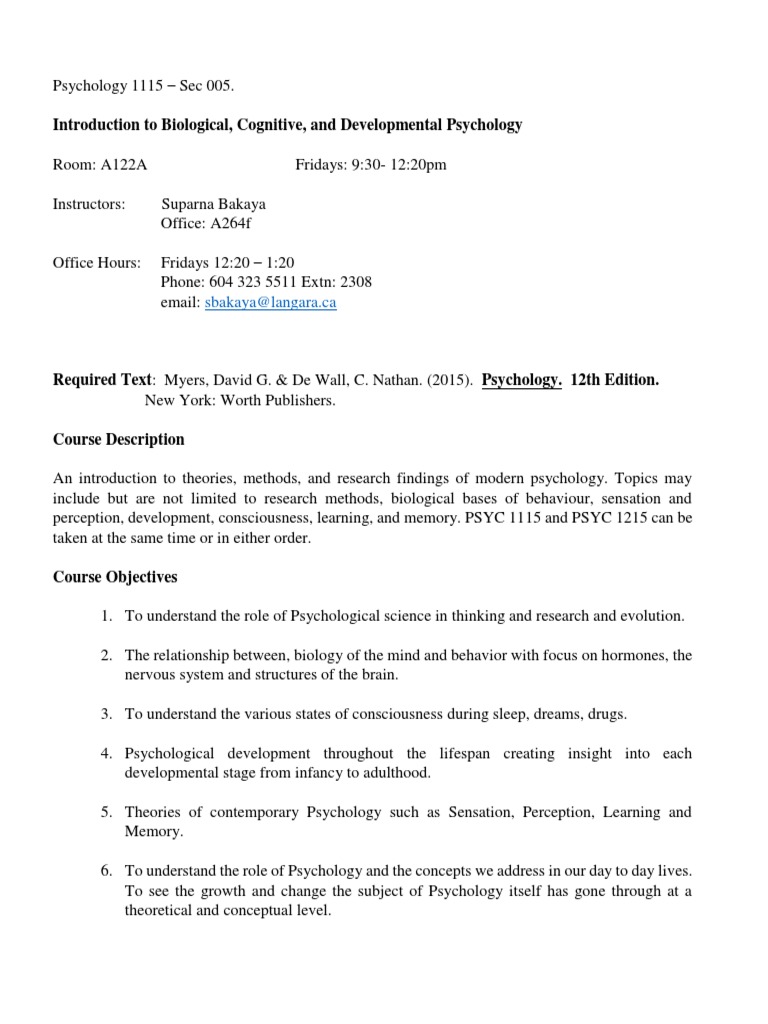Introduction to Psychology Course Outline | PDF | Thought ...