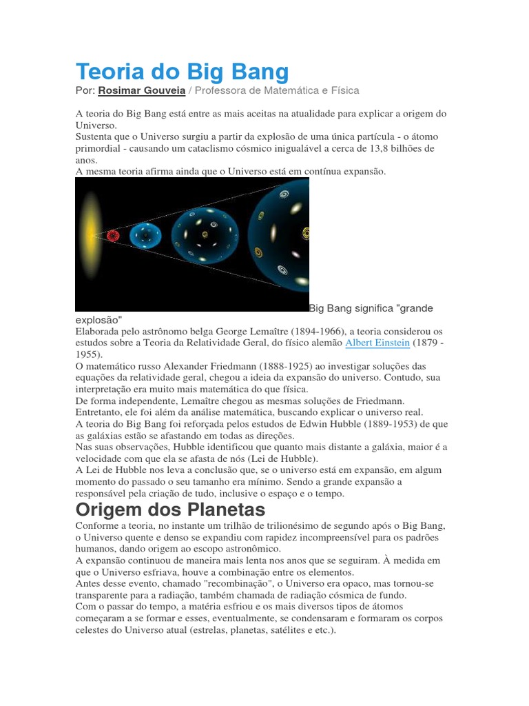 Teoria Do Big Bang | PDF | Grande explosão | Cosmologia