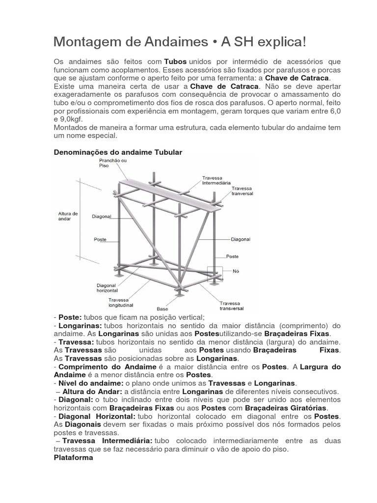Montagem de Andaimes | PDF | Parafuso | Guindaste (máquina)