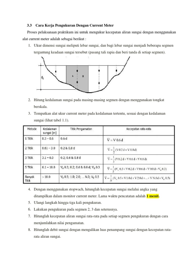 Pengukuran Debit Air dengan Current Meter | PDF | Teknologi & Rekayasa