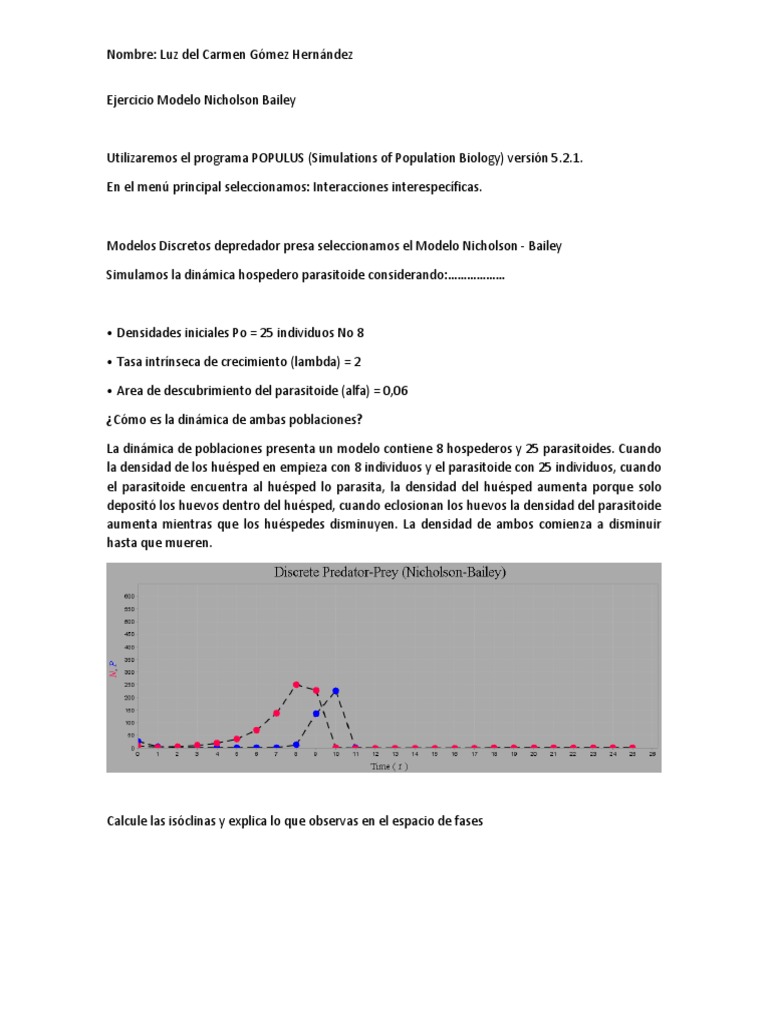 Dinámica Poblacional: Modelo Nicholson-Bailey | PDF | Parasitismo | Huevo