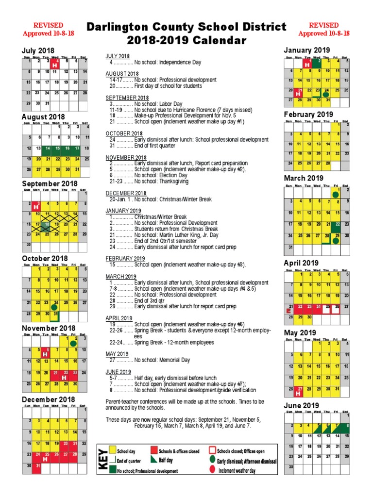201819 DCSD Calendar Revised 10818 Observances Holidays