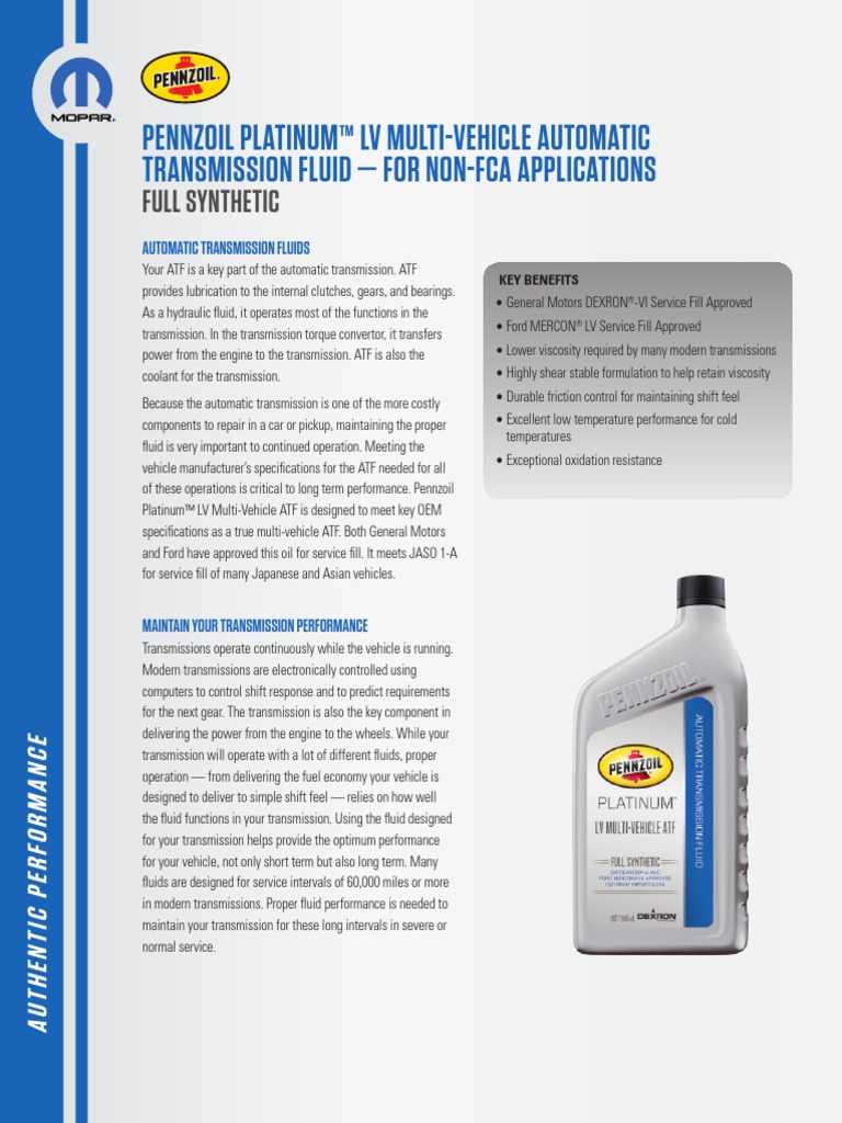 pennzoilplatinumlvmultivehicleautomatictransmissionfluid953 (2