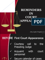 Reminders IN Court Appearance: Atty. Jaydee Peregrino-Co