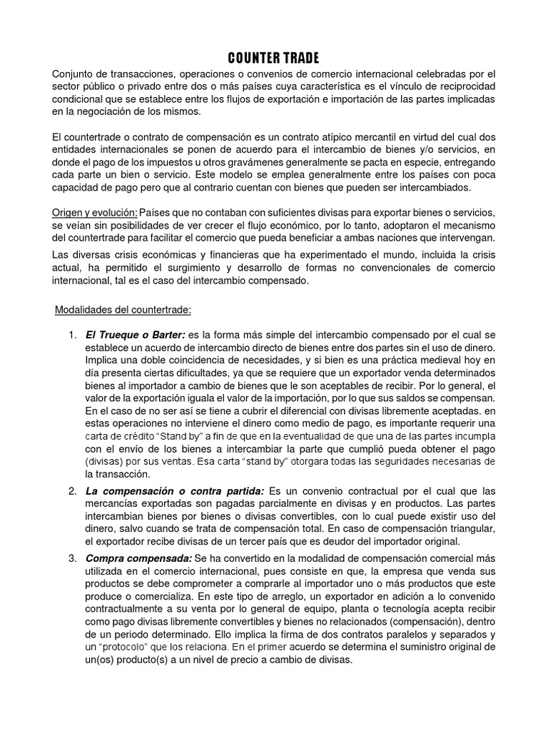 Contrato de COUNTERTRADE | PDF | Comercio | Exportaciones
