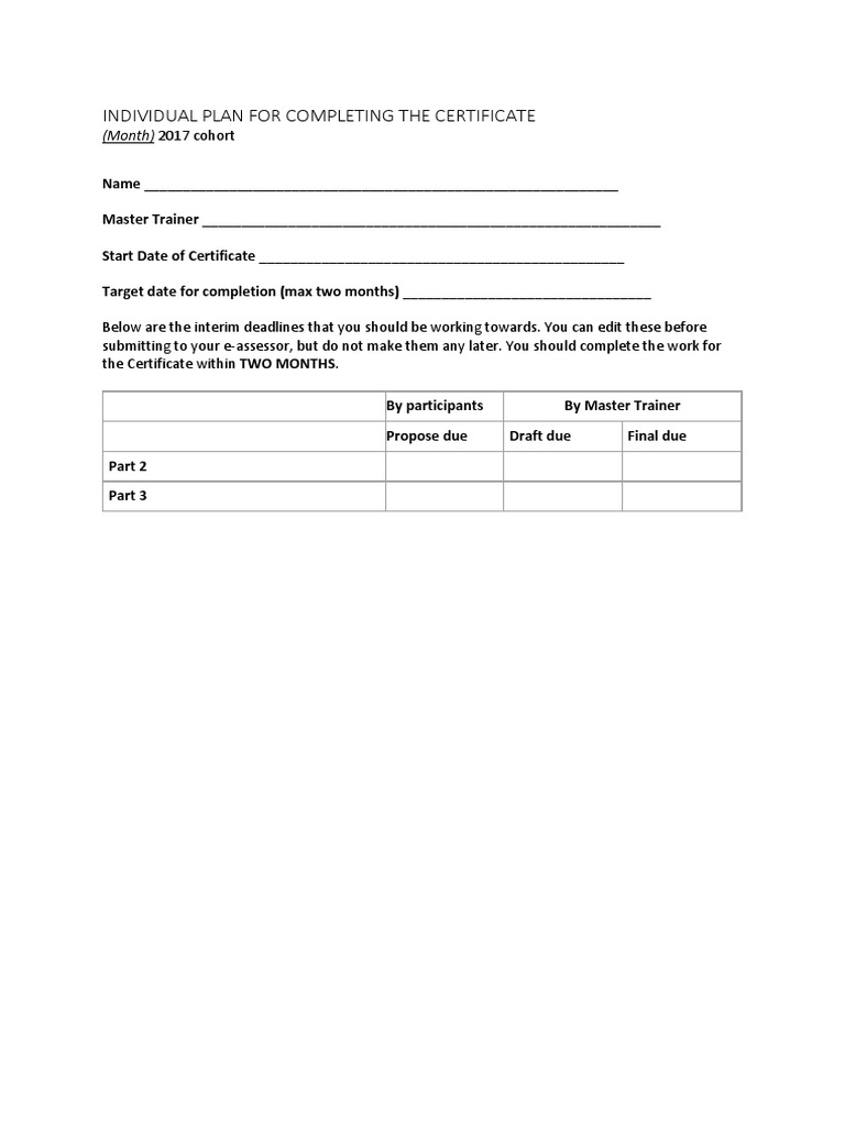 Example of Individual Plan | PDF