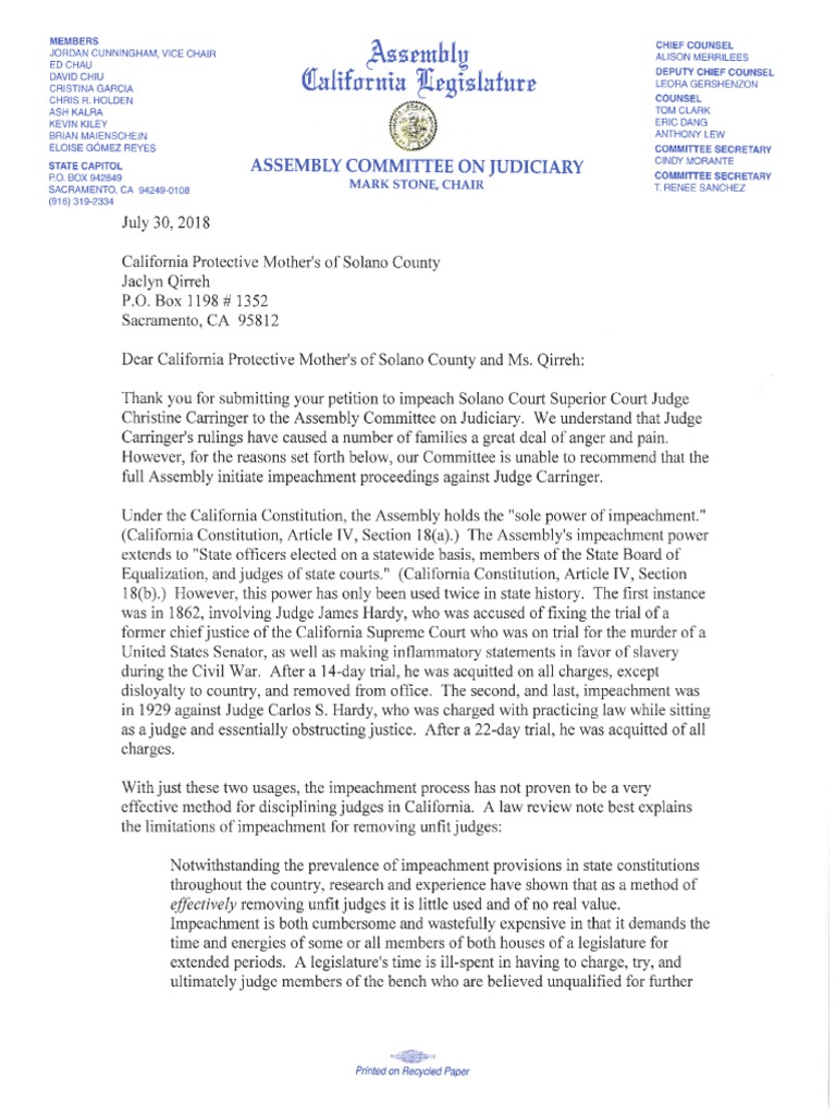 Impeach Judge Christine Carringer Petition Response | PDF