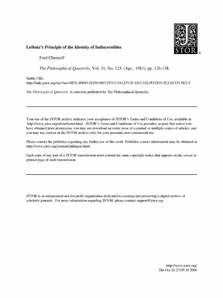 Principle Of Identity Of Indiscernibles