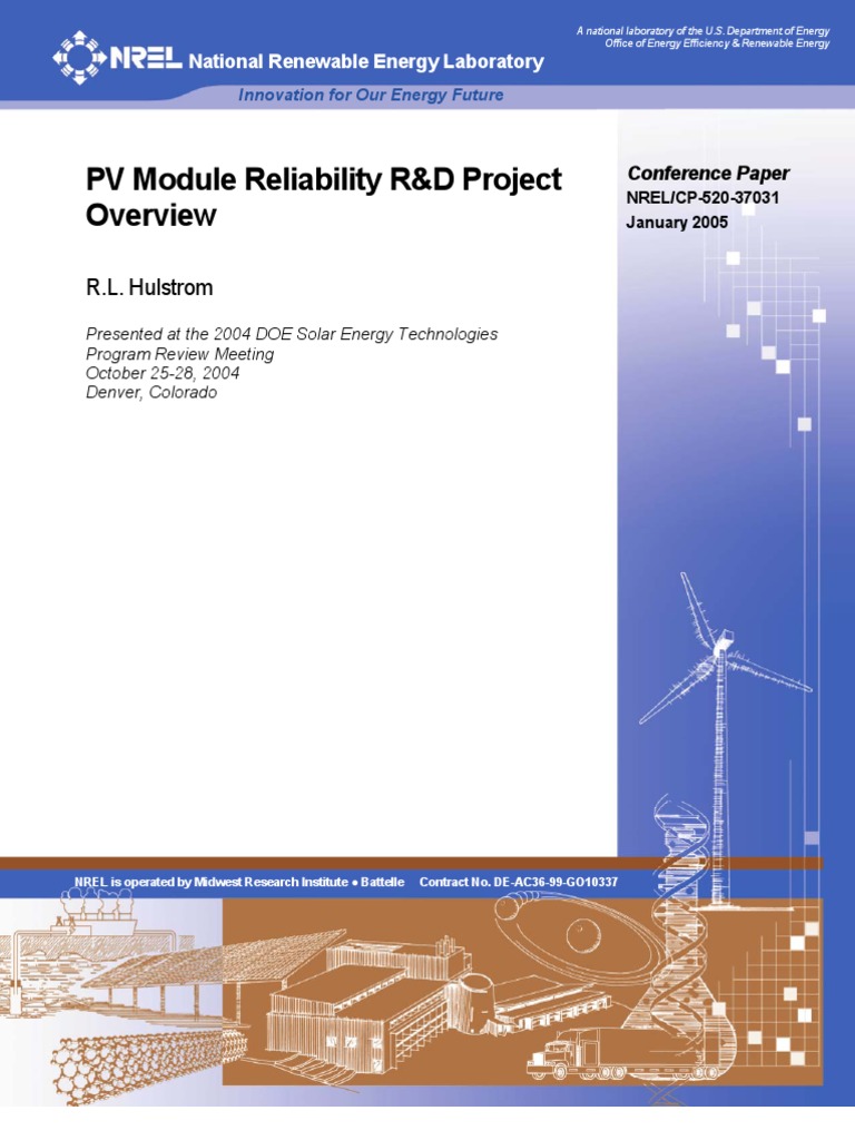 PV Module Reliability R&D Overview | PDF | Photovoltaics | Renewable Energy