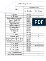 Daftar Harga Rokok