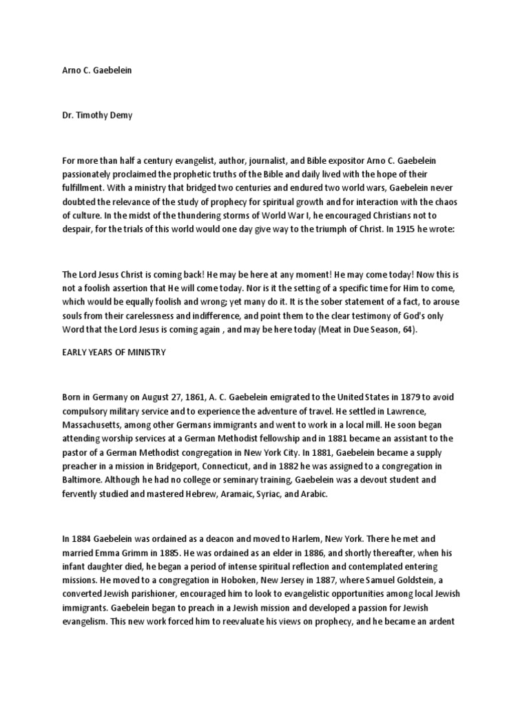 Arno C. Gaebelein PDF Jews Prophecy