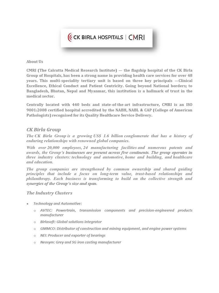 CMRI: Excellence in Healthcare Services | PDF | Hospital | Patient