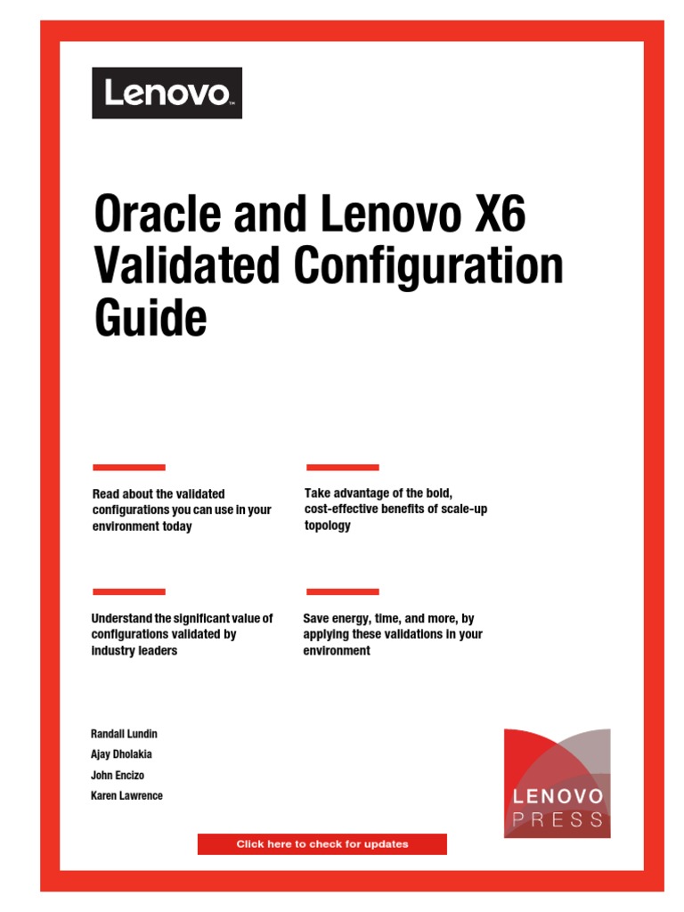 Oracle and Lenovo X6 Validated Configuration Guide: Front Cover | PDF ...