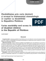 Morbiditatea Prin Carie Dentară Și Accesul La Tratamentul Stomatologic Al Copiilor Cu Dizabilități În Republica Moldova PDF