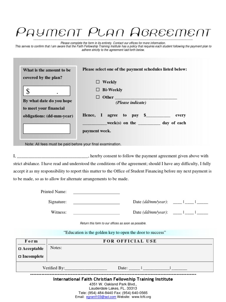 Payment Plan Agreement  PDF  Government  Business With Regard To financial payment plan agreement template