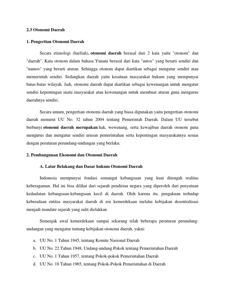 Undang Undang Yang Mengatur Pokok Pokok Pemerintahan Daerah Adalah