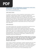 Download GREEN ELECTRICITY APPROPRIATE TECHNOLOGY INVENTION DEPOSITORY FOR THE DEVELOPING WORLD doc by FRANCIS FUNG SN3905662 doc pdf