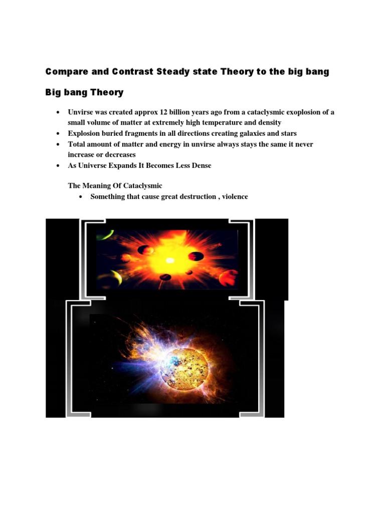 Compare and Contrast Steady State Theory To The Big Bang PDF Big