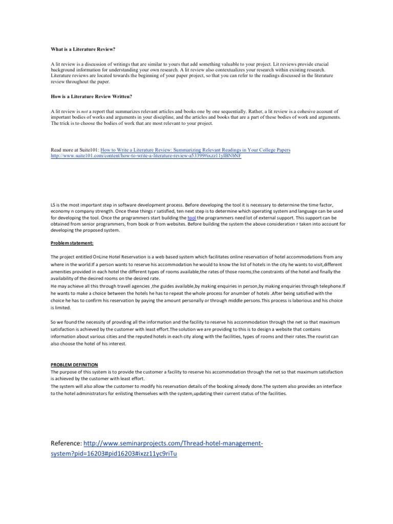 Hotel industry literature picture