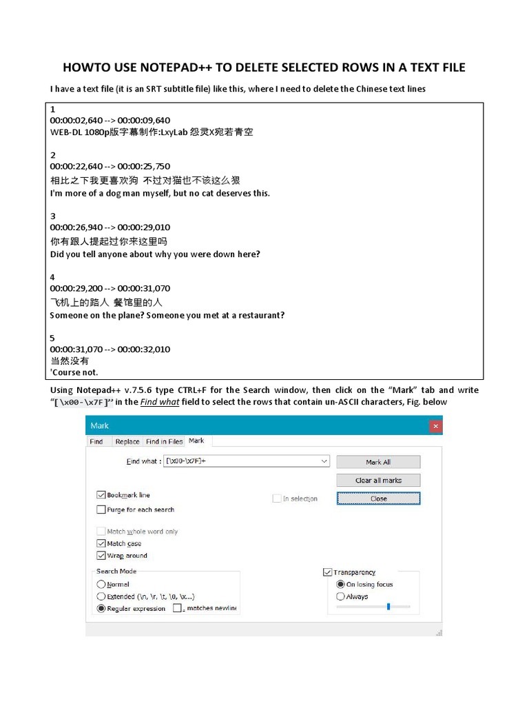 HOWTO USE NOTEPAD++ To Delete Selected Rows in Text File PDF
